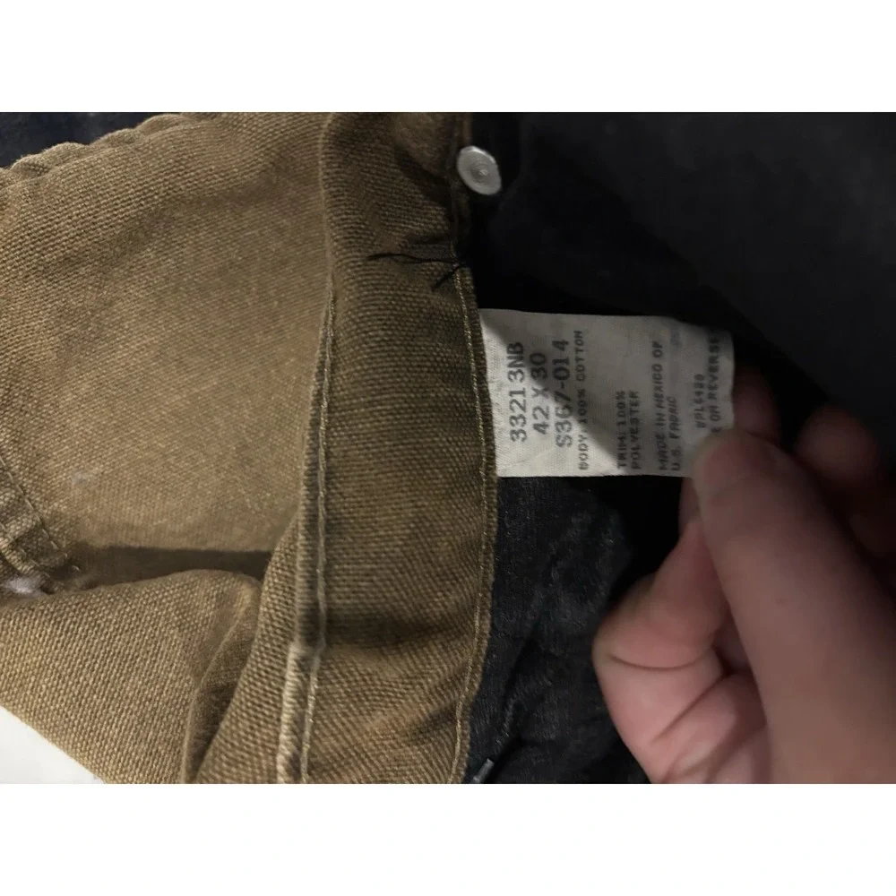 Wrangler Rugged Wear Insulated Canvas Work Pants Brown Men's 42x30 Fleece Lined